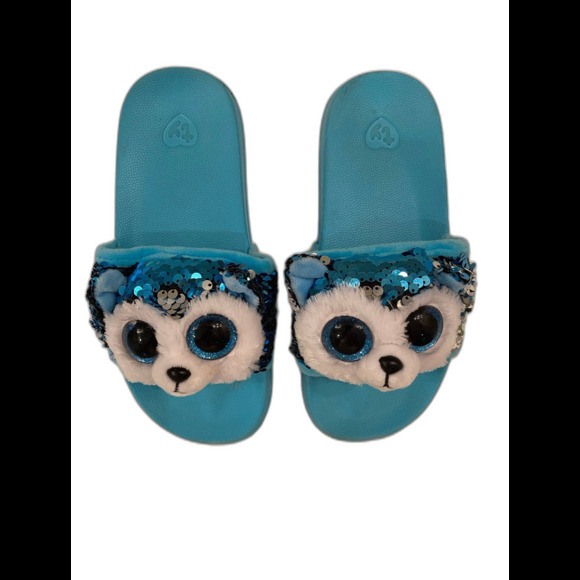 Blue Sequin Slush the dog Beanie Baby’s Boo's Collection Slides Shoe Size 1-3 - Picture 1 of 8